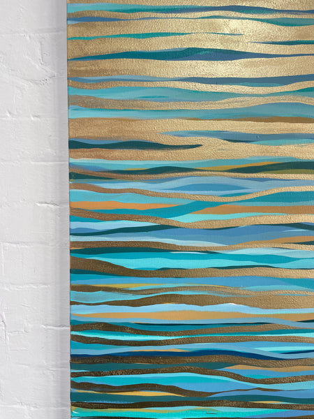 Glowing Water - metallic gold paint and acrylic on canvas - 152 x 122 cm / 60" x 48"