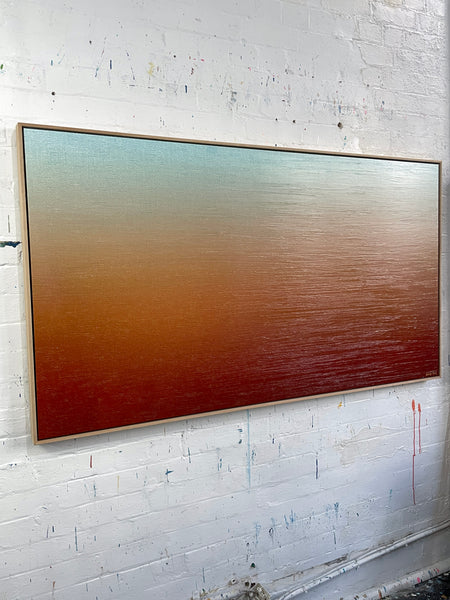 Ambient Australia - mixed media on canvas with Tasmanian Oak Floating Frame - 168 x 94cm / 66" x 36.6"