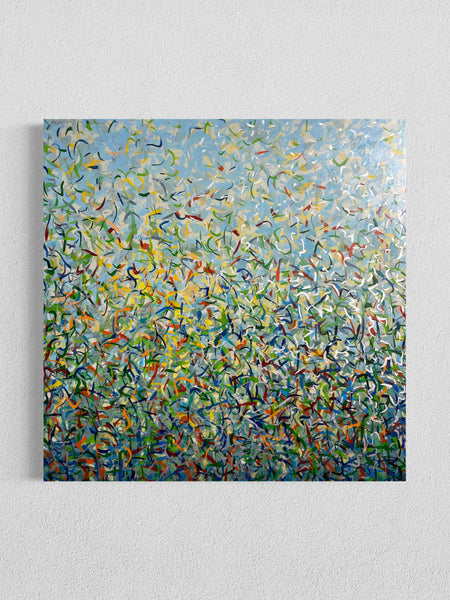 Silver Garden A - mixed media on canvas - 101cm squ/ 40" squ