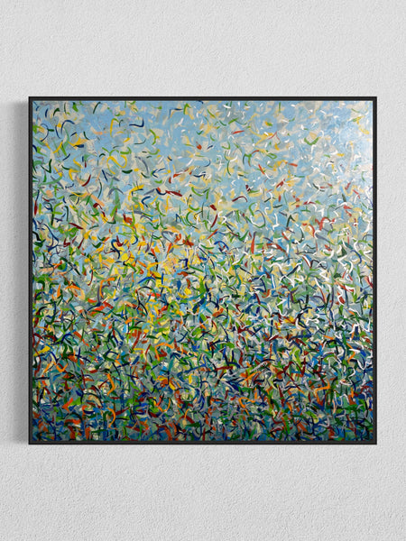 Silver Garden A - mixed media on canvas - 101cm squ/ 40" squ