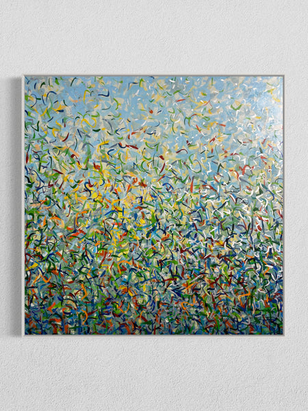 Silver Garden A - mixed media on canvas - 101cm squ/ 40" squ