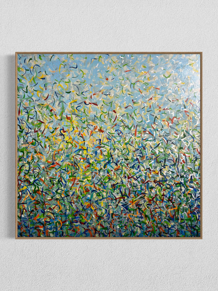 Silver Garden A - mixed media on canvas - 101cm squ/ 40" squ