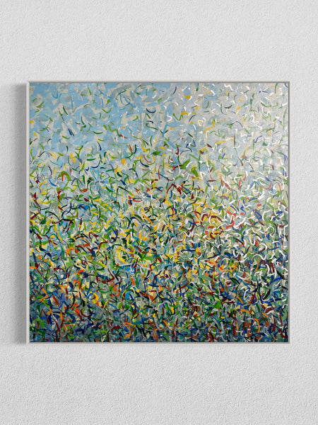 Silver Garden B - mixed media on canvas - 101cm squ/ 40" squ