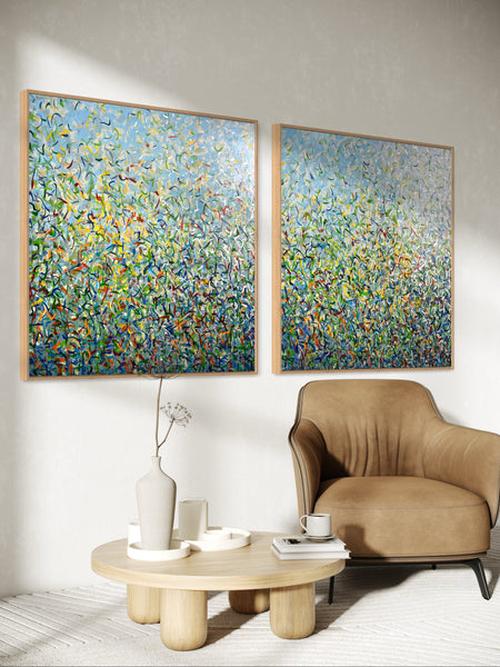 Silver Garden Duo - mixed media on canvas - 101cm squ (x2) / 40" squ (x2)