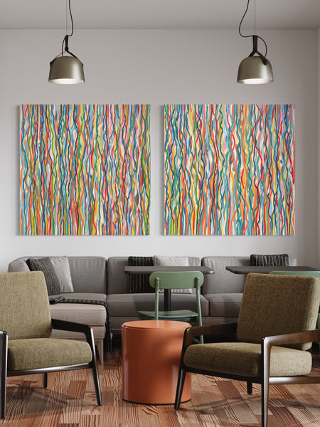 Funk Walk Duo - acrylic on canvas - 127cm squ (x2) / 50" squ (x2)