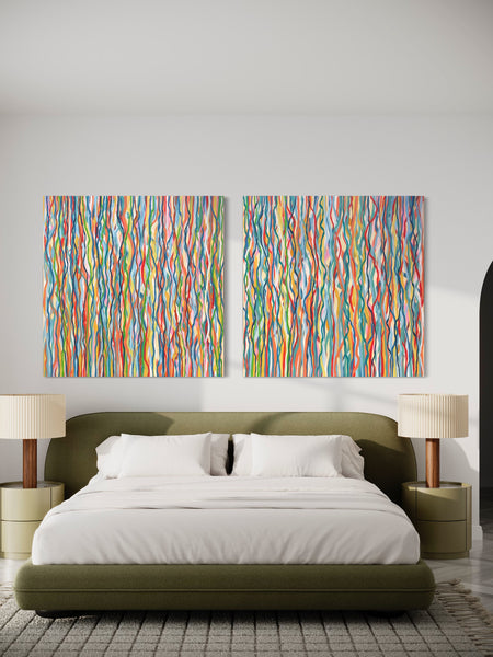 Funk Walk Duo - acrylic on canvas - 127cm squ (x2) / 50" squ (x2)