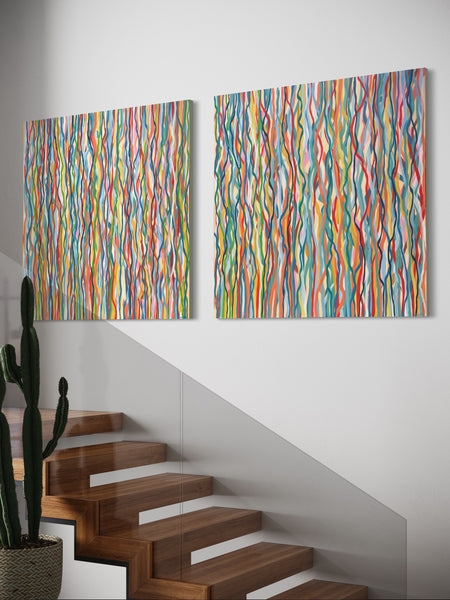 Funk Walk Duo - acrylic on canvas - 127cm squ (x2) / 50" squ (x2)