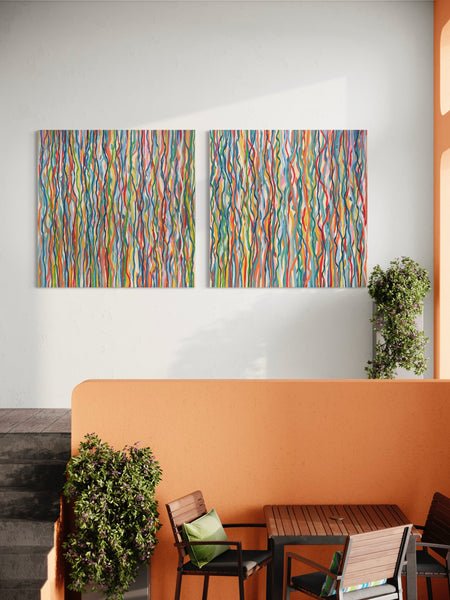 Funk Walk Duo - acrylic on canvas - 127cm squ (x2) / 50" squ (x2)