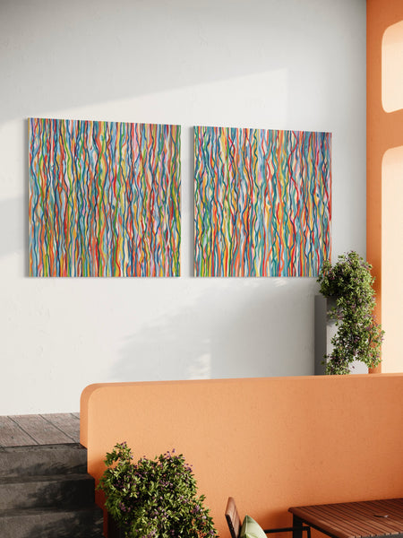 Funk Walk Duo - acrylic on canvas - 127cm squ (x2) / 50" squ (x2)