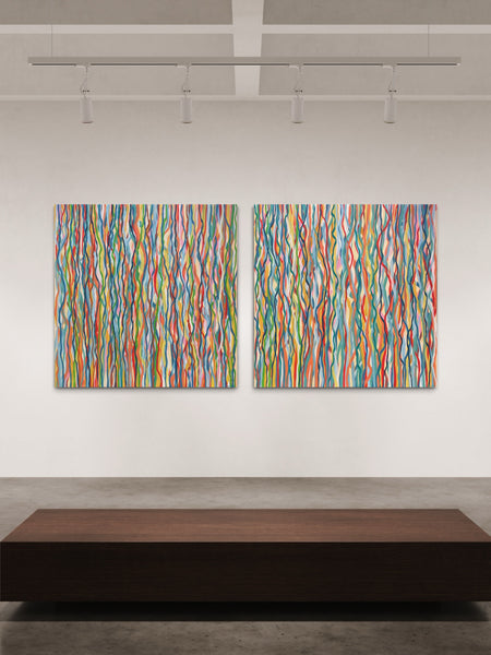 Funk Walk Duo - acrylic on canvas - 127cm squ (x2) / 50" squ (x2)