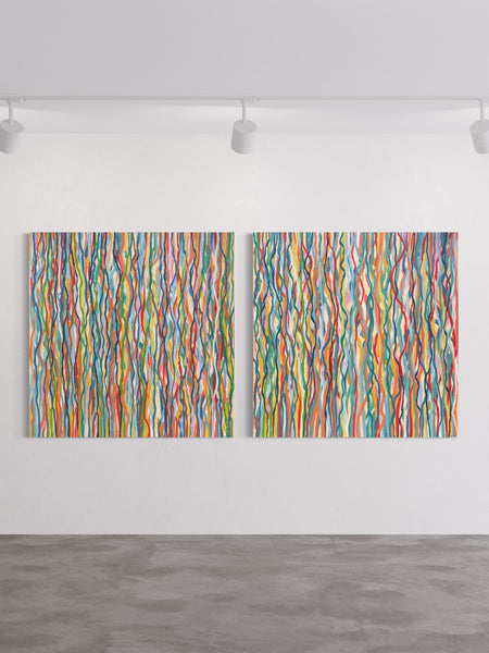 Funk Walk Duo - acrylic on canvas - 127cm squ (x2) / 50" squ (x2)