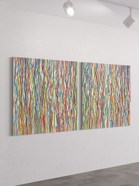 Funk Walk Duo - acrylic on canvas - 127cm squ (x2) / 50" squ (x2)