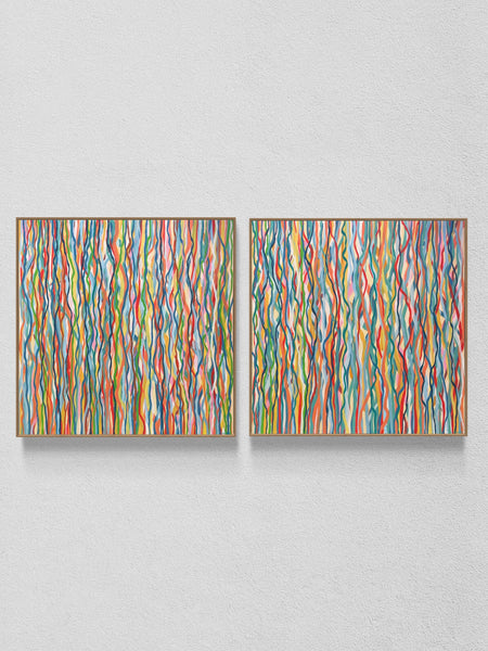 Funk Walk Duo - acrylic on canvas - 127cm squ (x2) / 50" squ (x2)