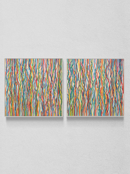 Funk Walk Duo - acrylic on canvas - 127cm squ (x2) / 50" squ (x2)