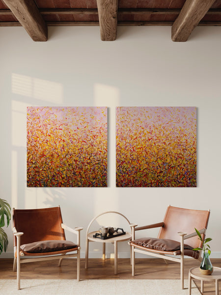 Pink Sky Twins- Limited Edition Print - 101cm squ (x2) / 40" squ (x2)