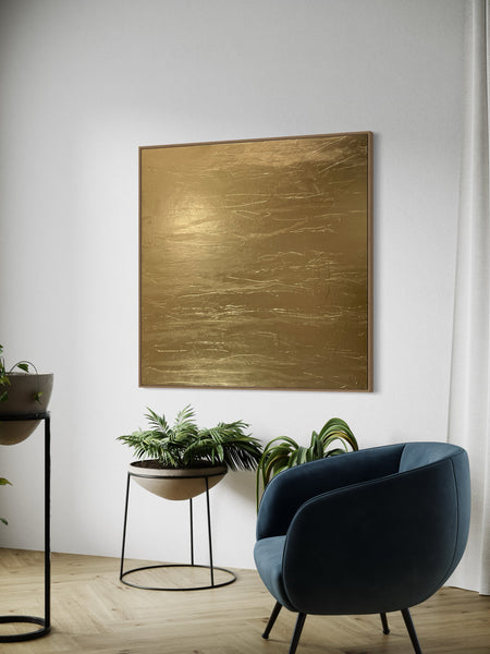 Wise Lane Two - metallic gold paint on canvas - 117cm squ / 46" squ