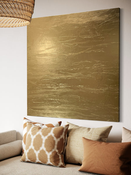 Wise Lane Two - metallic gold paint on canvas - 117cm squ / 46" squ