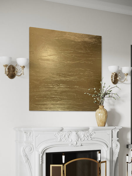 Wise Lane Two - metallic gold paint on canvas - 117cm squ / 46" squ