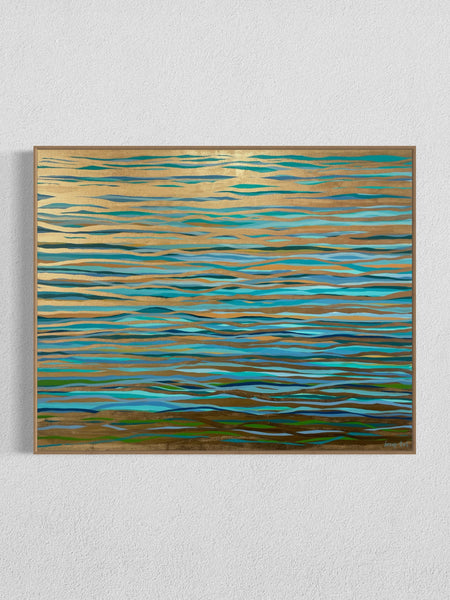 Glowing Water - metallic gold paint and acrylic on canvas - 152 x 122 cm / 60" x 48"