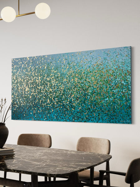 Aqua Sea - mixed media on canvas - 152 x 76cm / 60" x 30"