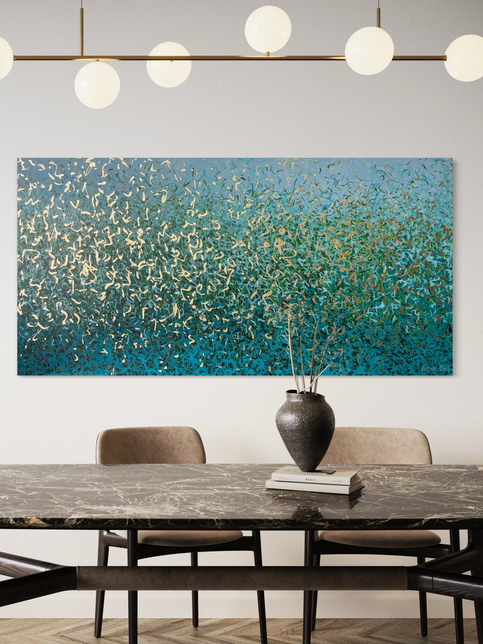 Aqua Sea - mixed media on canvas - 152 x 76cm / 60" x 30"