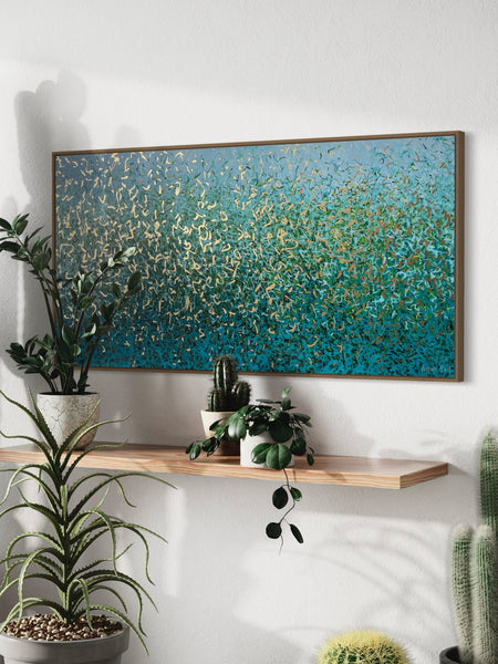 Aqua Sea - mixed media on canvas - 152 x 76cm / 60" x 30"