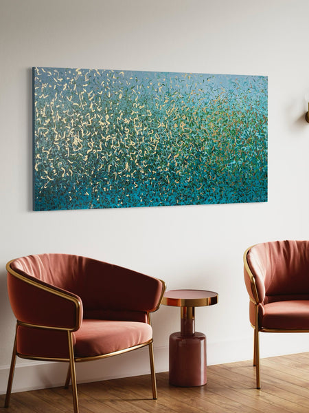 Aqua Sea - mixed media on canvas - 152 x 76cm / 60" x 30"