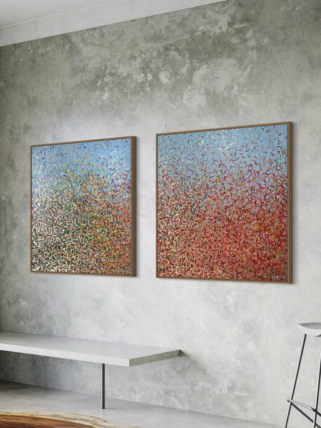 The Glistening Outback Duo - mixed media on canvas - 101cm squ/ 40" squ