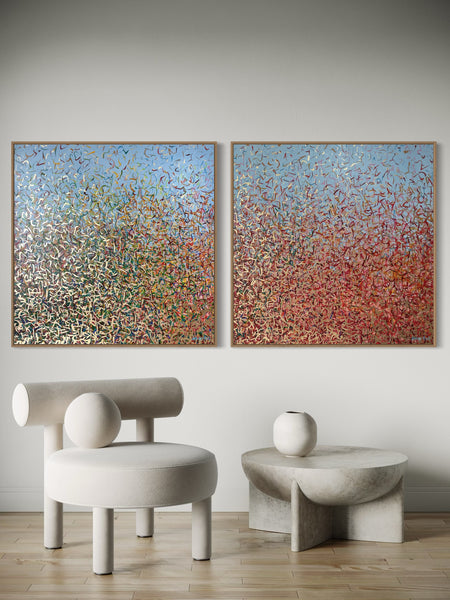 The Glistening Outback Duo - mixed media on canvas - 101cm squ/ 40" squ