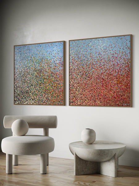 The Glistening Outback Duo - mixed media on canvas - 101cm squ/ 40" squ