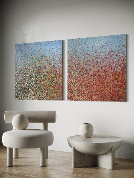 The Glistening Outback Duo - mixed media on canvas - 101cm squ/ 40" squ