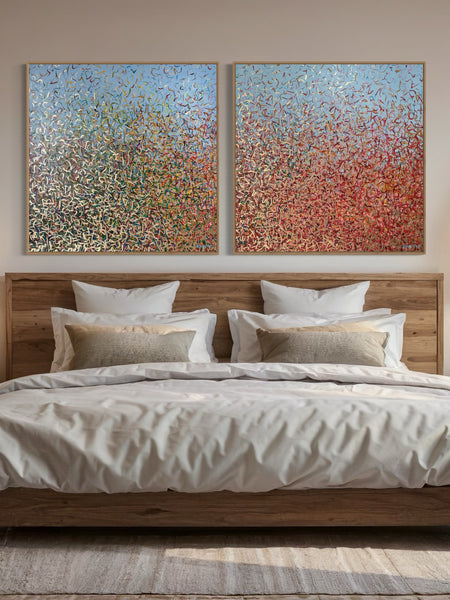 The Glistening Outback Duo - mixed media on canvas - 101cm squ/ 40" squ