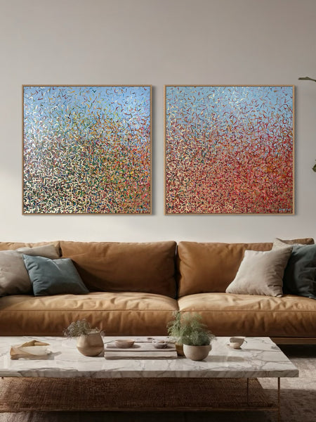 The Glistening Outback Duo - mixed media on canvas - 101cm squ/ 40" squ