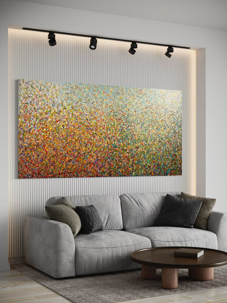 Toorak Summer- mixed media on canvas - 200cm  x 100cm x 3cm / 79” x 40” x 1.18"