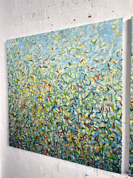 Silver Garden A - mixed media on canvas - 101cm squ/ 40" squ