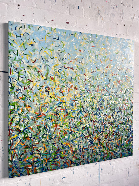 Silver Garden A - mixed media on canvas - 101cm squ/ 40" squ