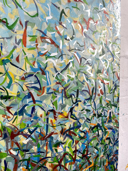 Silver Garden A - mixed media on canvas - 101cm squ/ 40" squ