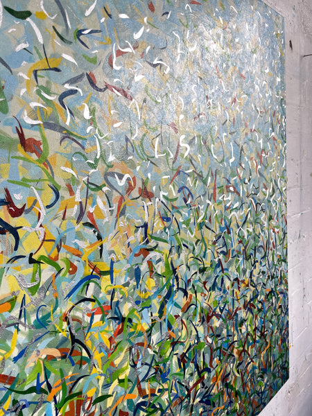 Silver Garden A - mixed media on canvas - 101cm squ/ 40" squ