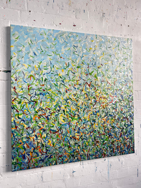 Silver Garden B - mixed media on canvas - 101cm squ/ 40" squ