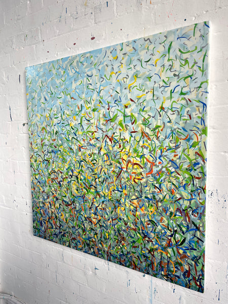 Silver Garden B - mixed media on canvas - 101cm squ/ 40" squ