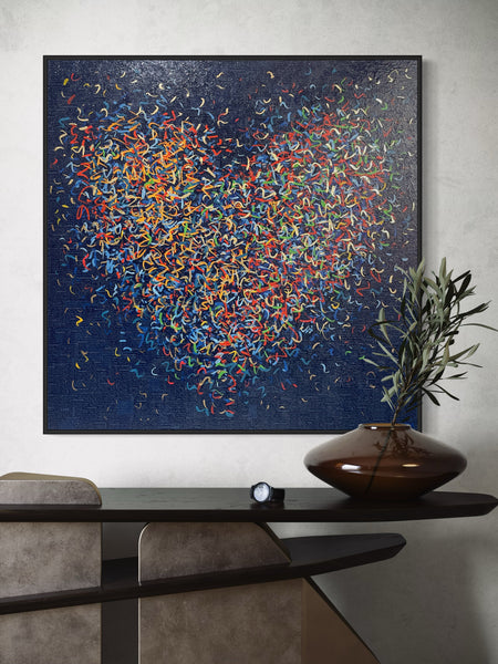 Indigo Night Optimist - mixed media on canvas - 101cm squ / 40" squ