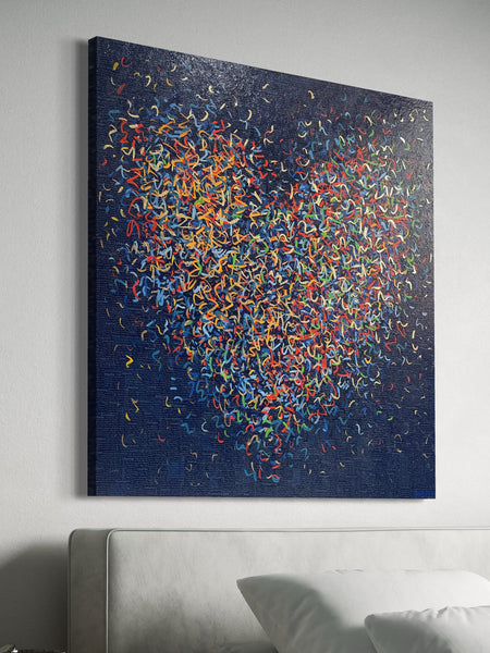 Indigo Night Optimist - mixed media on canvas - 101cm squ / 40" squ