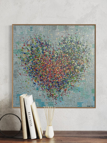 Golden Turquoise Optimist - mixed media on canvas - 76cm squ / 30" squ