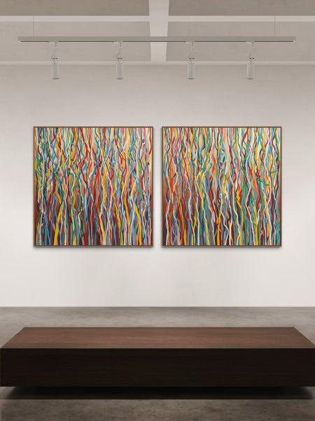 Ambient Funk Duo - mixed media on canvas - 127cm squ (x2) / 50" squ (x2)