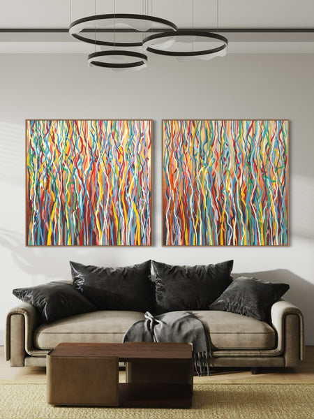 Ambient Funk Duo - mixed media on canvas - 127cm squ (x2) / 50" squ (x2)