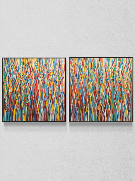 Ambient Funk Duo - mixed media on canvas - 127cm squ (x2) / 50" squ (x2)