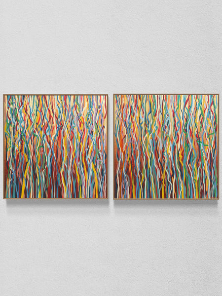 Ambient Funk Duo - mixed media on canvas - 127cm squ (x2) / 50" squ (x2)