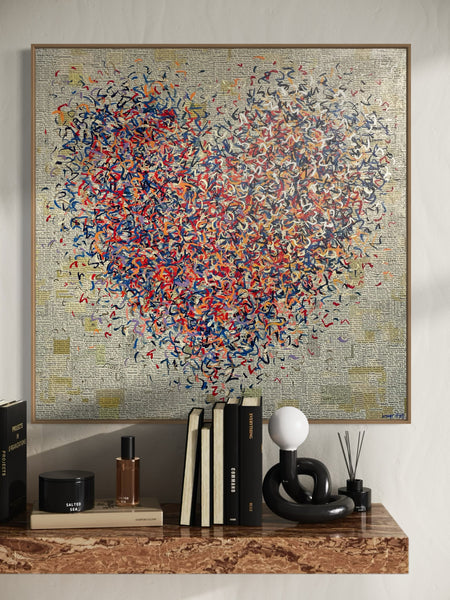 Golden Heart Optimist - mixed media on canvas - 101cm squ / 40" squ