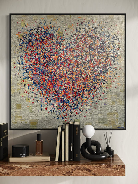 Golden Heart Optimist - mixed media on canvas - 101cm squ / 40" squ