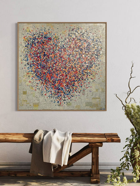 Golden Heart Optimist - mixed media on canvas - 101cm squ / 40" squ